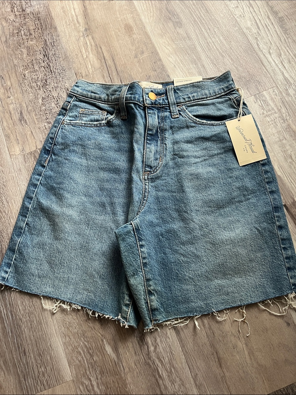 Universal Thread high-Rise Vintage Straight Shorts with Frayed Hem